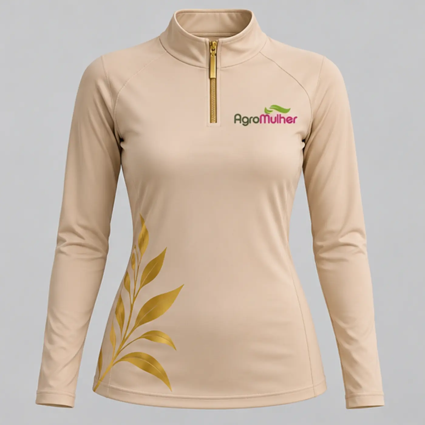 Camisa UV feminina AgroMulher nude areia