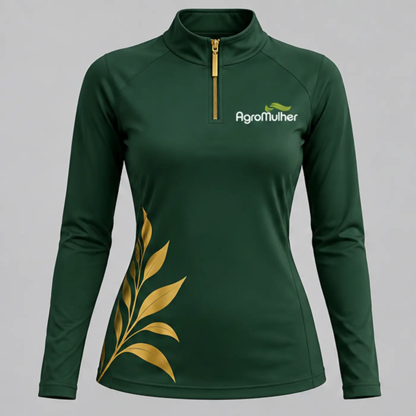 Camisa UV feminina AgroMulher verde-floresta