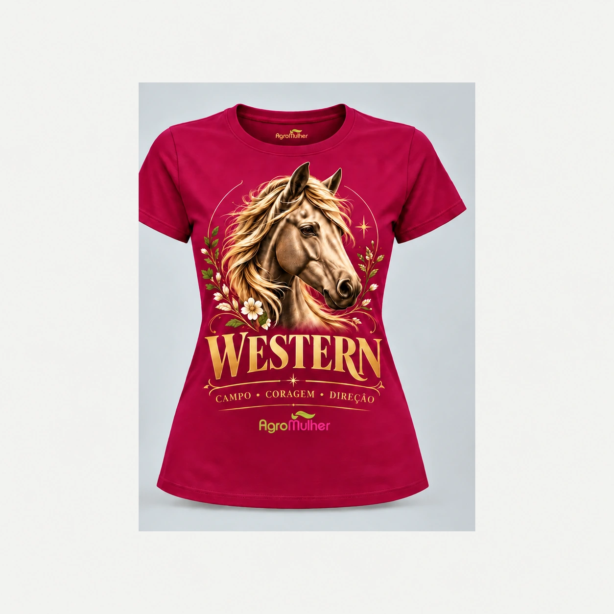 T-shirt feminina Western Premium rosa-pink AgroMulher